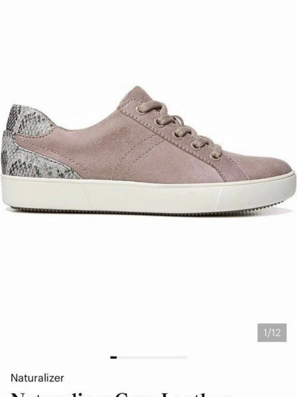 Naturalizer Morrison gray leather snakeskin sneaker | size 8